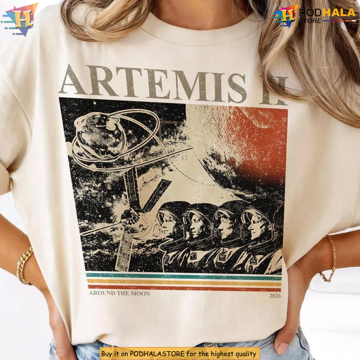 Vintage Artemis 2 Comfort Colors Shirt Around Moon Space Mission
