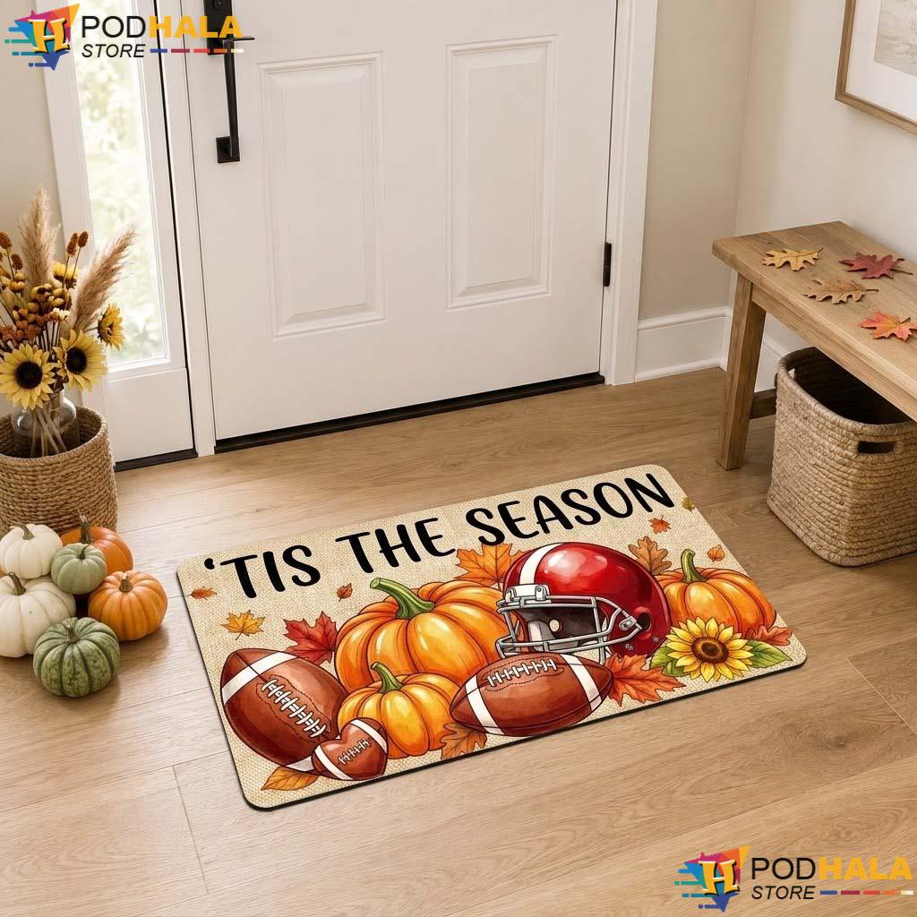 Vintage Autumn Football Doormat Festive Thanksgiving Entrance Welcome Rug Decor
