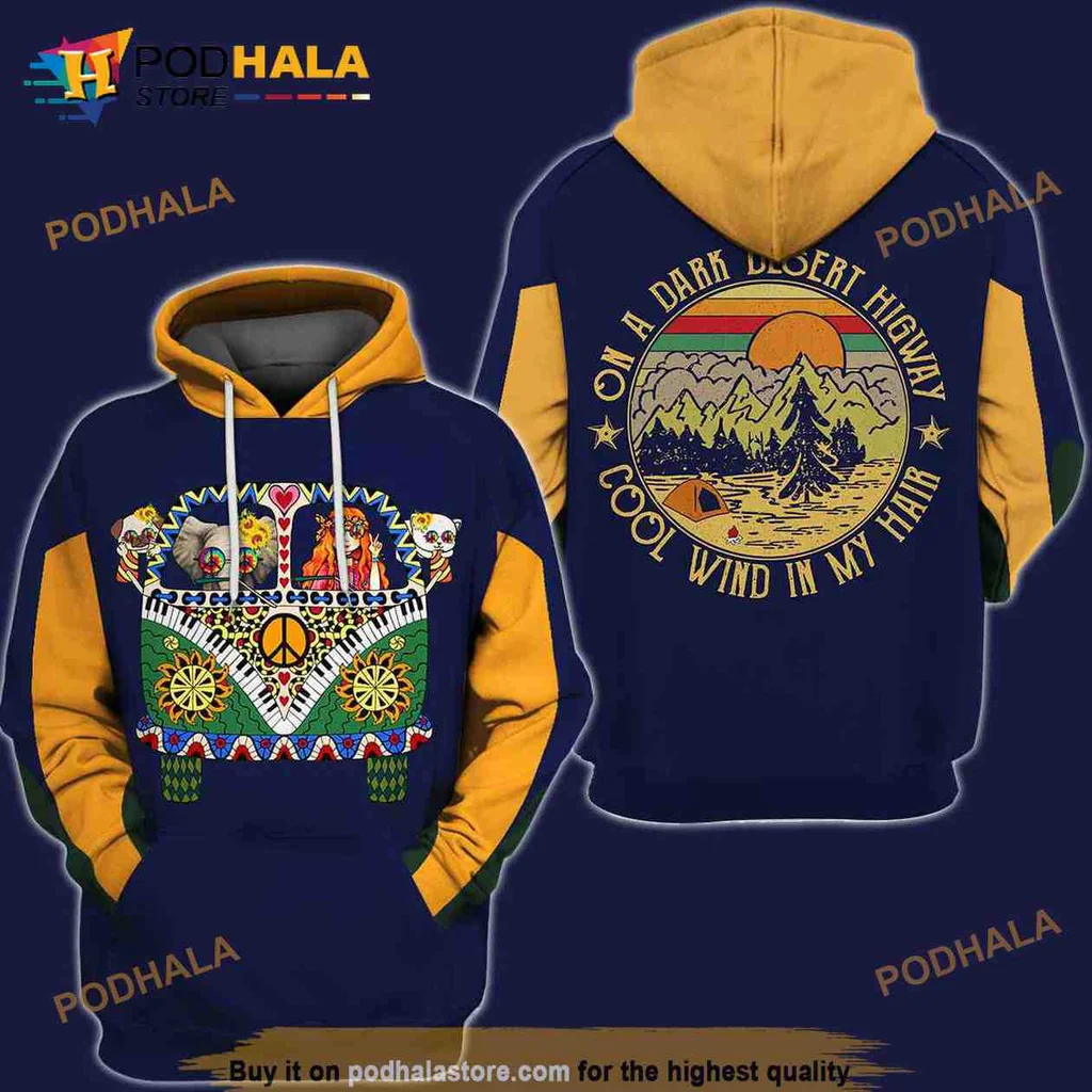Vintage Camping Cool Wind 3d Hoodie With Scenic Landscape And Floral Patterns