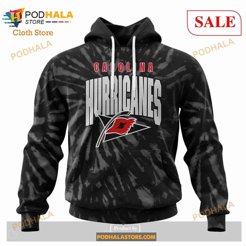 Vintage Carolina Hurricanes 3d Hoodie With Retro Tie Dye Design