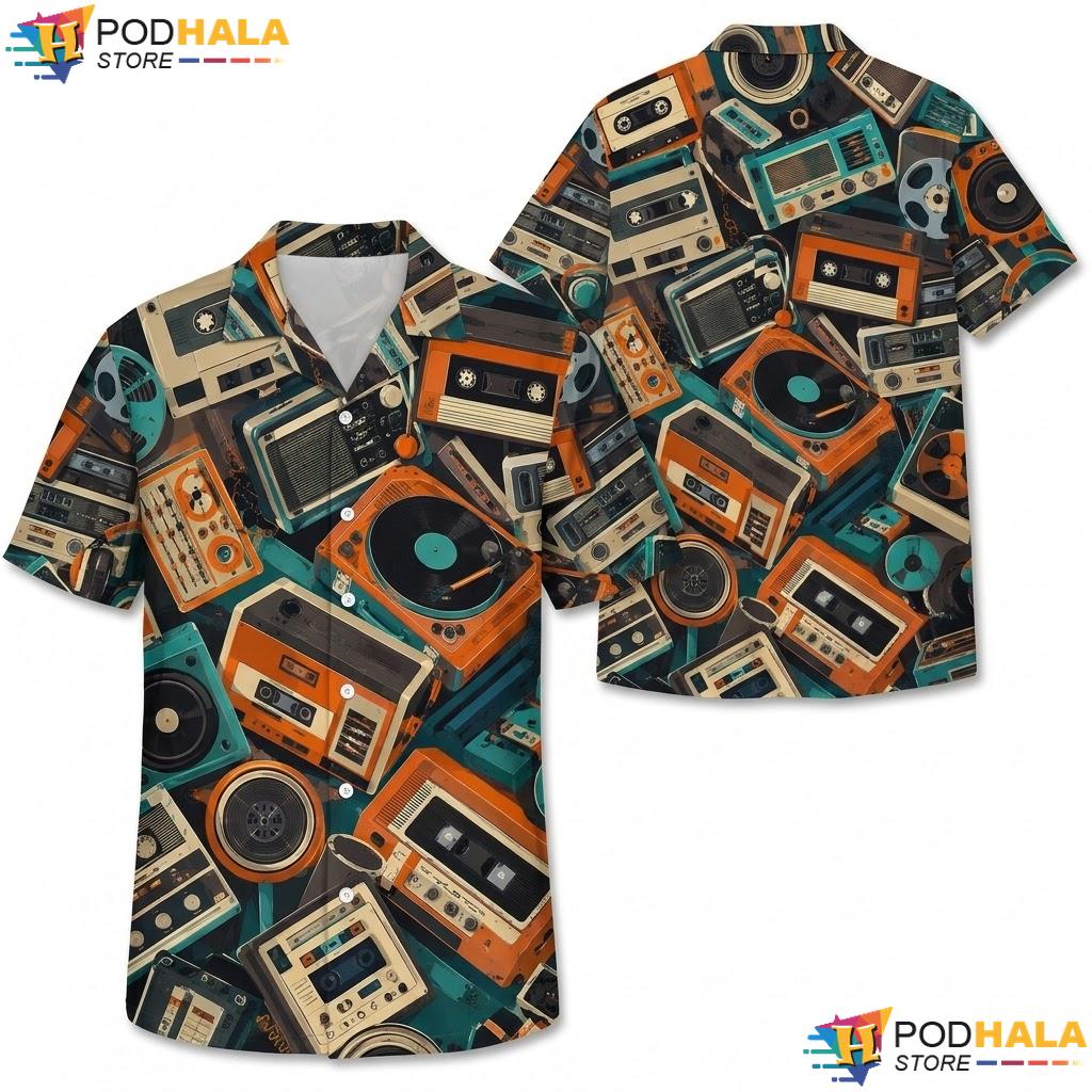 Vintage Cassette Tape Hawaiian Shirt Retro Audio Lover Summer Apparel