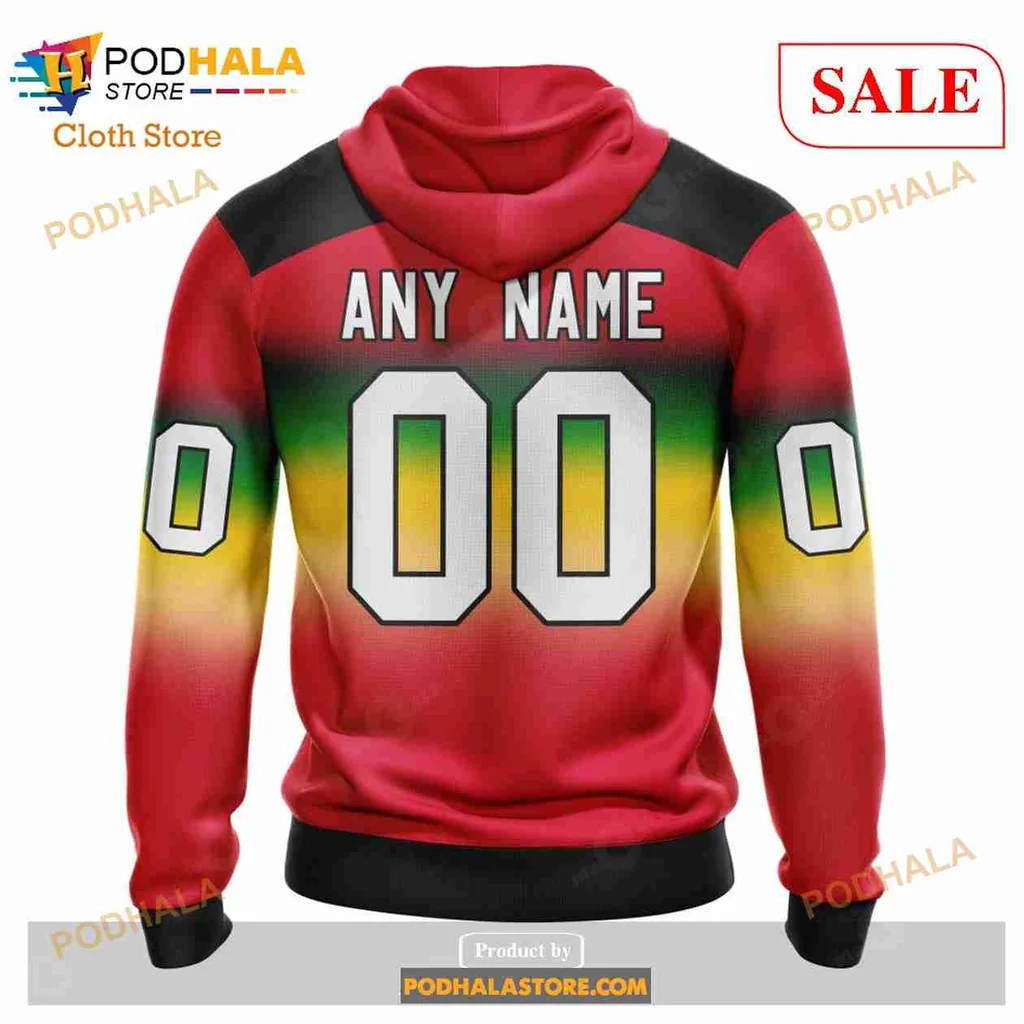 Vintage Chicago Blackhawks Gradient Hoodie With Native American Emblem - View 2 Vintage Chicago Blackhawks Gradient Hoodie With Native American Emblem - View 2