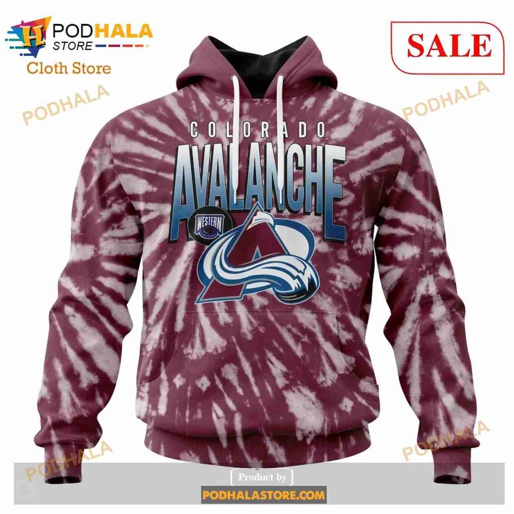 Vintage Colorado Avalanche 3d Hoodie Featuring Retro Tie Dye Design