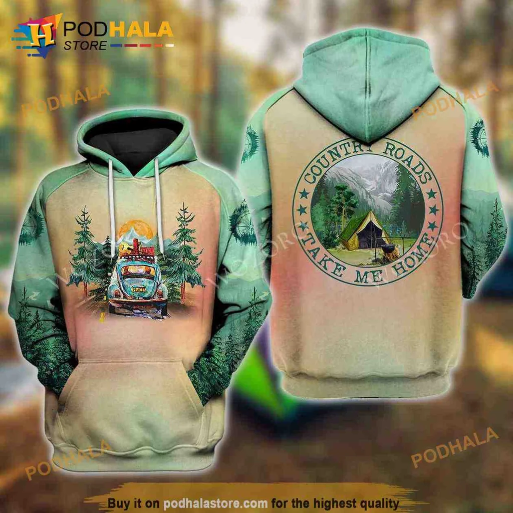 Vintage Country Roads Camping 3d Hoodie Featuring Scenic Outdoor Design