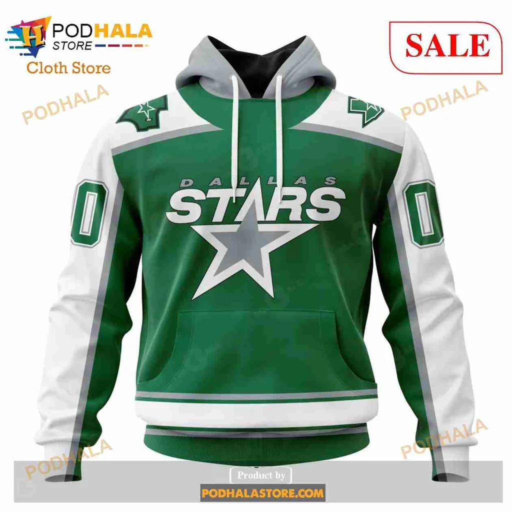 Vintage Dallas Stars 3d Hoodie With Bold White Lettering And Stripes