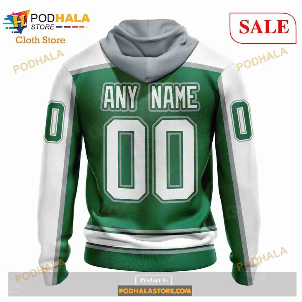 Vintage Dallas Stars AOP Hoodie With Bold White Lettering And Stripes Vintage Dallas Stars AOP Hoodie With Bold White Lettering And Stripes