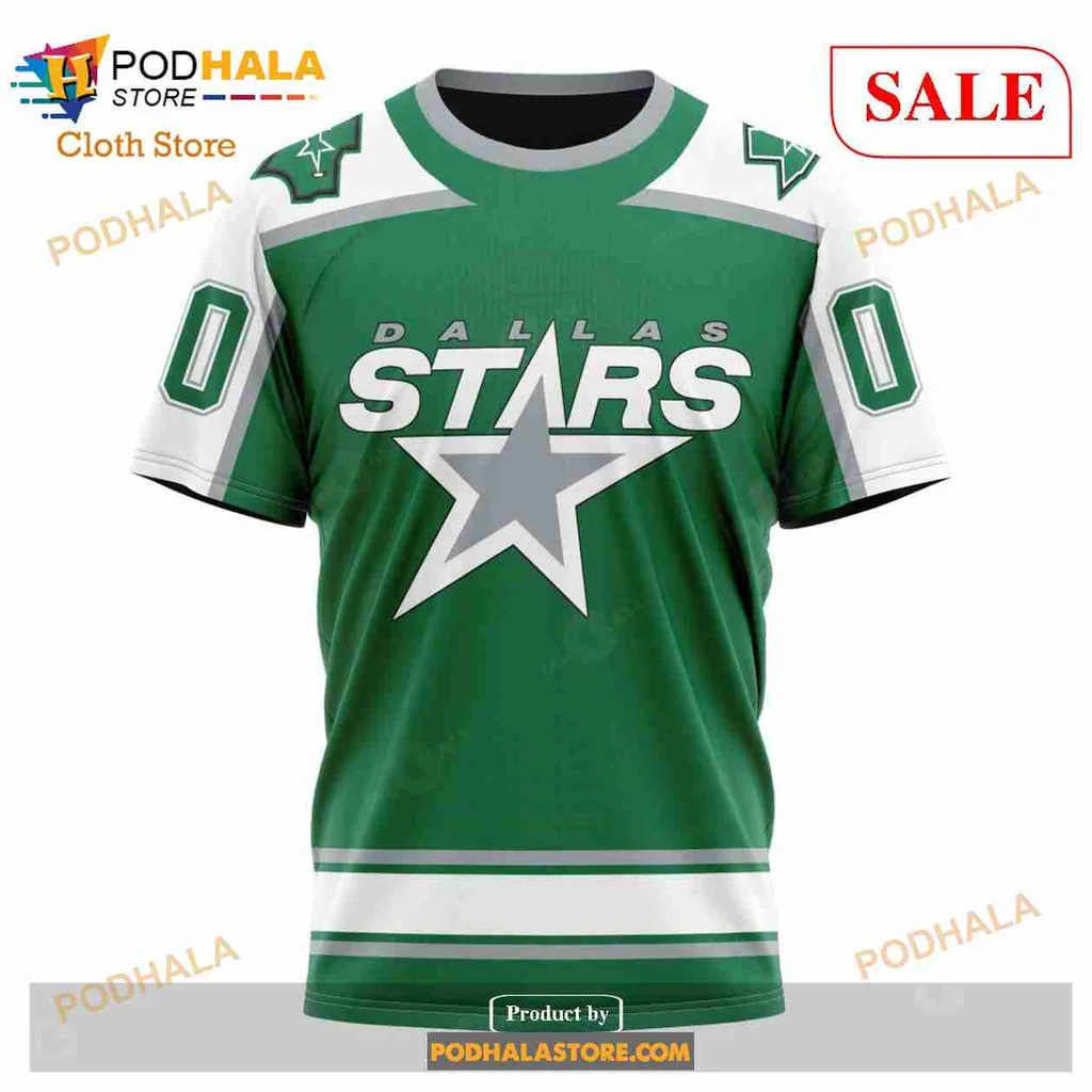Vintage Dallas Stars 3d Hoodie With Bold White Lettering And Stripes - Product View 6 Vintage Dallas Stars 3d Hoodie With Bold White Lettering And Stripes - Product View 6