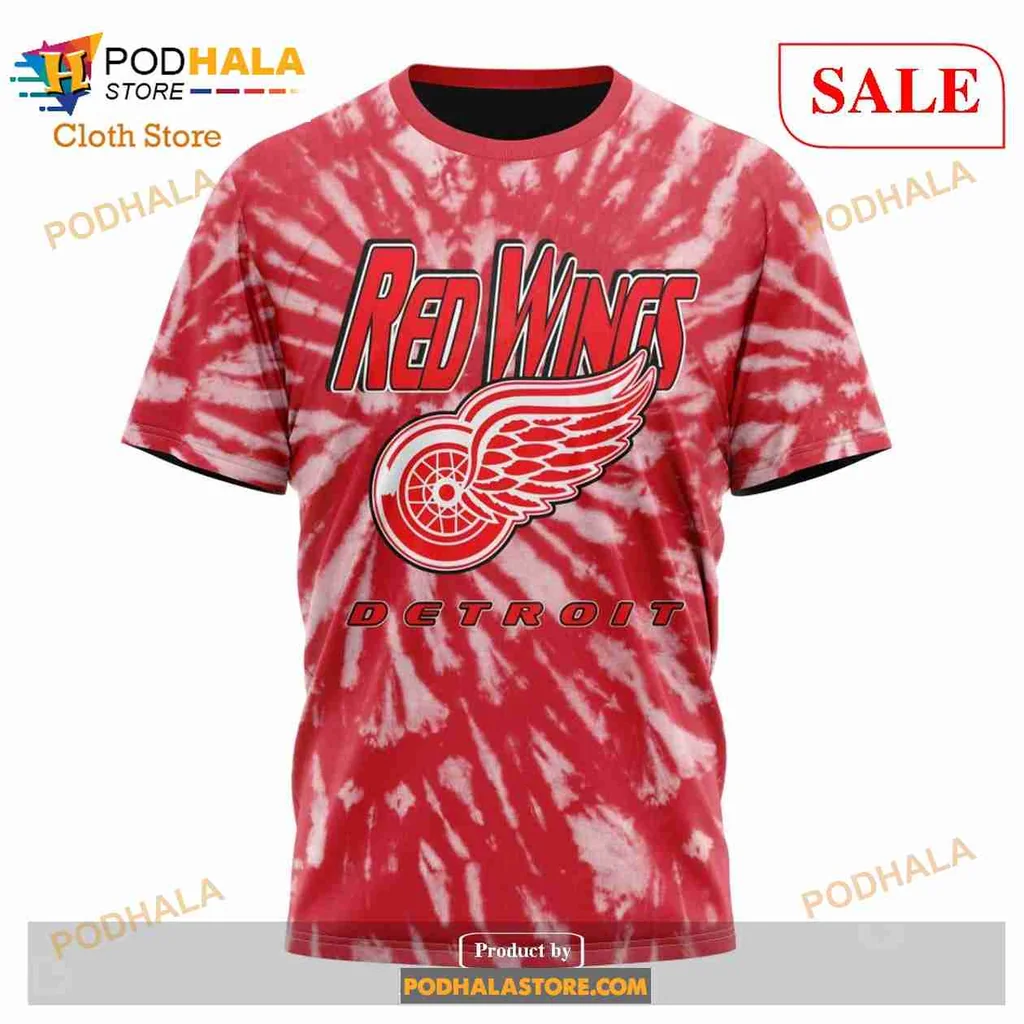 Vintage Detroit Red Wings 3d Hoodie, Retro Tie Dye Design Sweatshirt - Product View 6 Vintage Detroit Red Wings 3d Hoodie, Retro Tie Dye Design Sweatshirt - Product View 6
