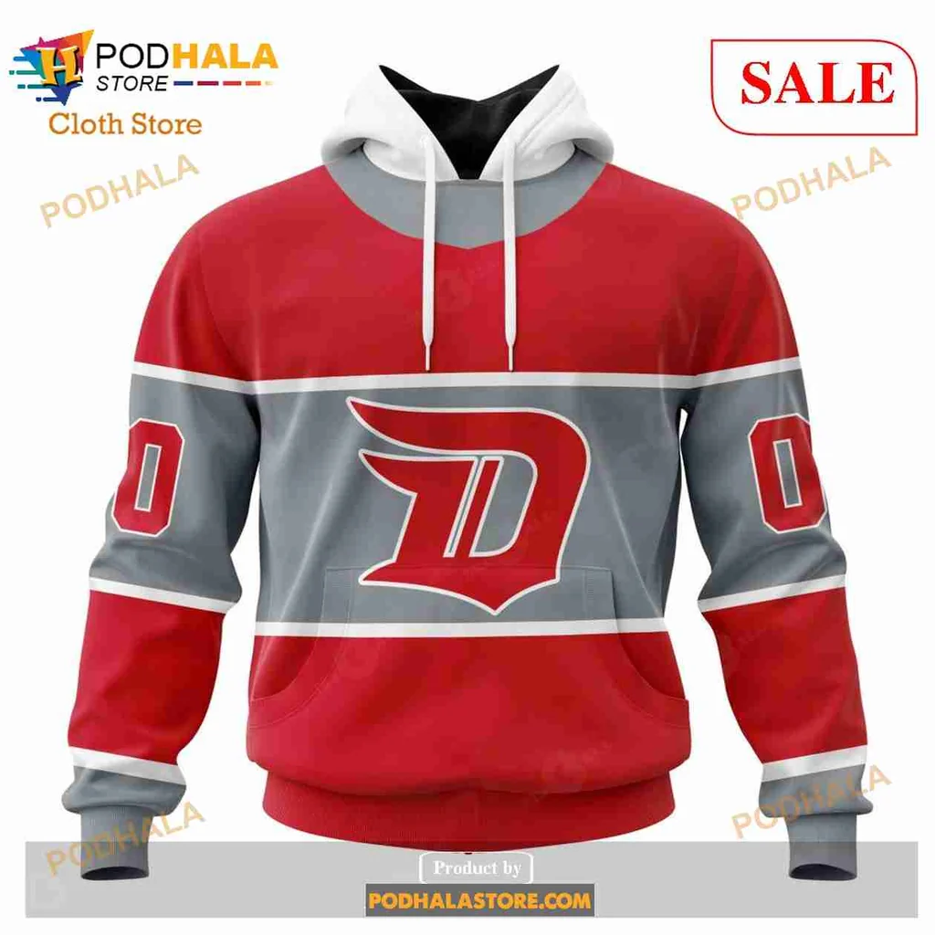 Vintage Detroit Red Wings 3d Hoodie With Bold D Emblem And Gray Stripe