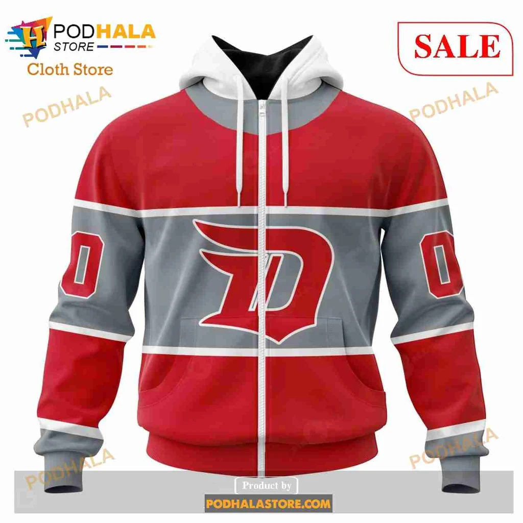 Vintage Detroit Red Wings All Over Print Hoodie With Bold D Emblem And Gray Stripe Vintage Detroit Red Wings All Over Print Hoodie With Bold D Emblem And Gray Stripe