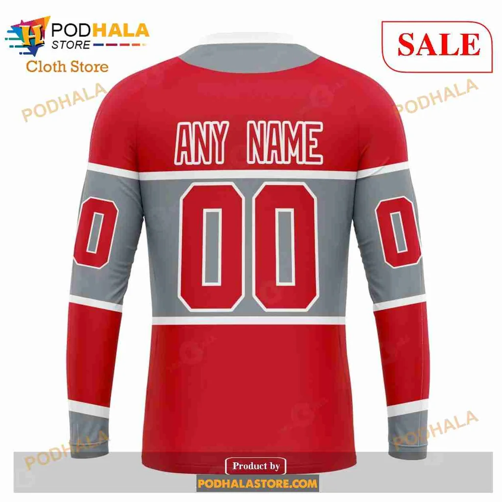 Vintage Detroit Red Wings 3d Hoodie With Bold D Emblem And Gray Stripe - Product View 5 Vintage Detroit Red Wings 3d Hoodie With Bold D Emblem And Gray Stripe - Product View 5