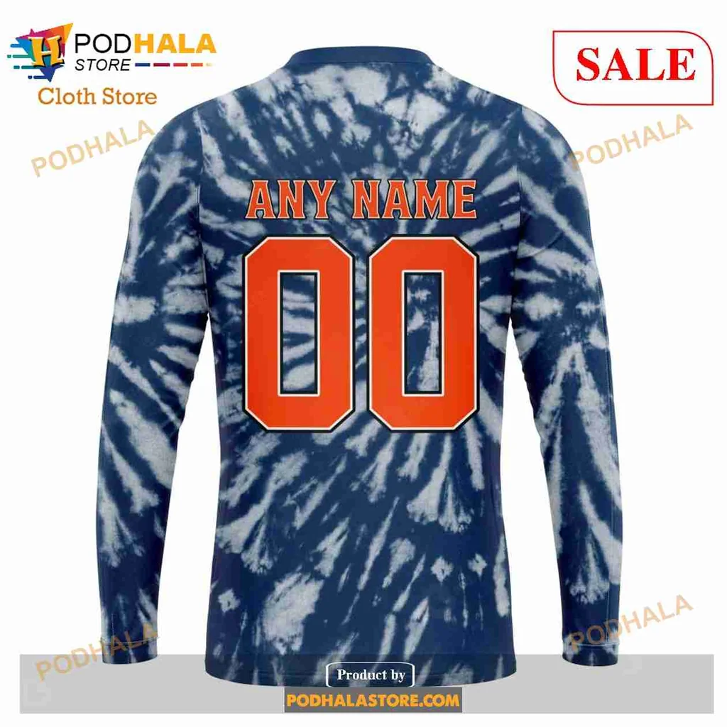 Vintage Edmonton Oilers Tie Dye Hoodie Featuring Retro Logo Design - Product View 5 Vintage Edmonton Oilers Tie Dye Hoodie Featuring Retro Logo Design - Product View 5