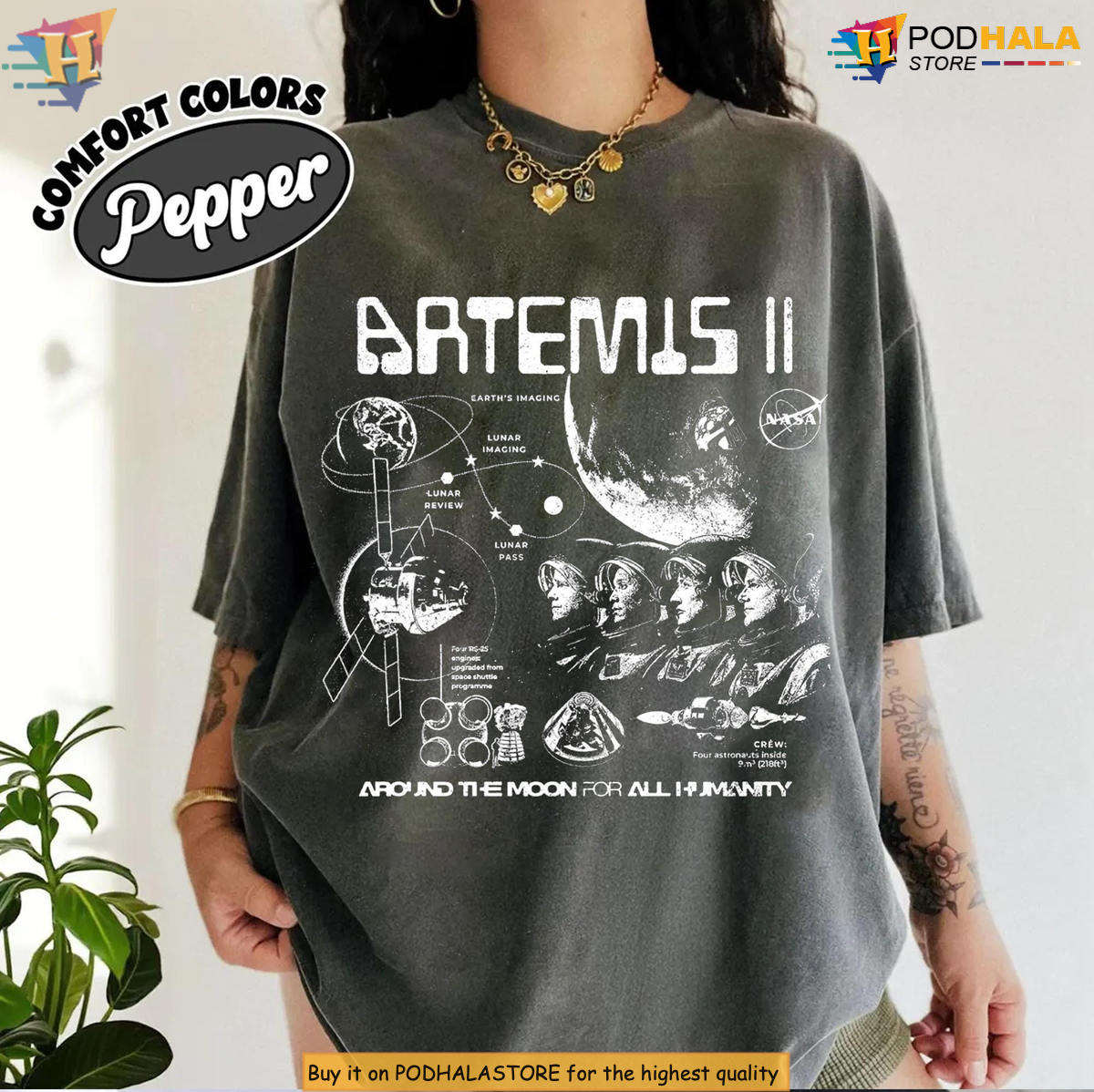 Vintage Feel Comfort Colors Shirt Artemis II Space Exploration