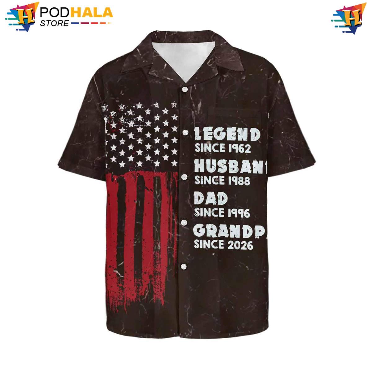 Vintage Flag Custom Aloha Shirt Personalized Photo Faces Fourth Of July Top
