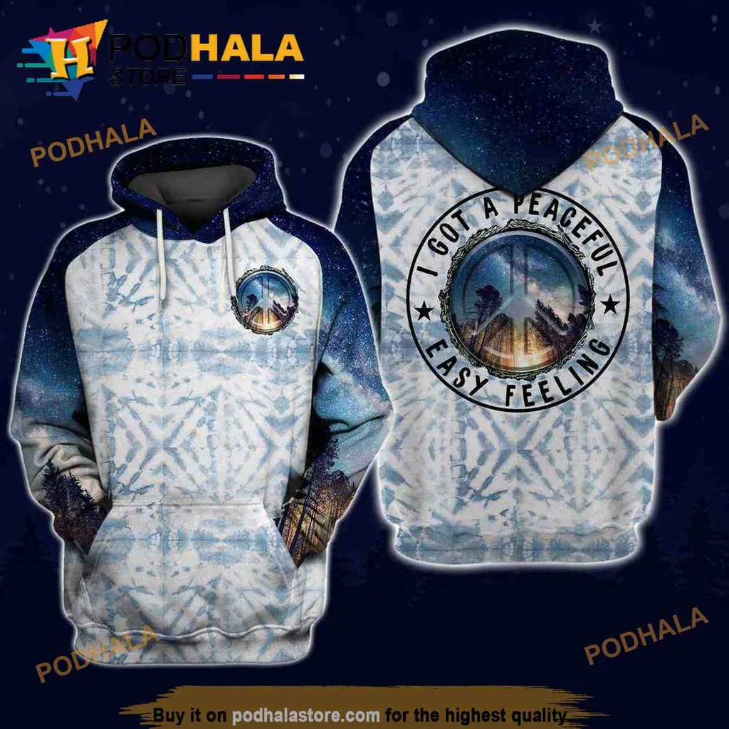 Vintage Hippie Peaceful Easy Feeling 3d Hoodie With Serene Landscape Design