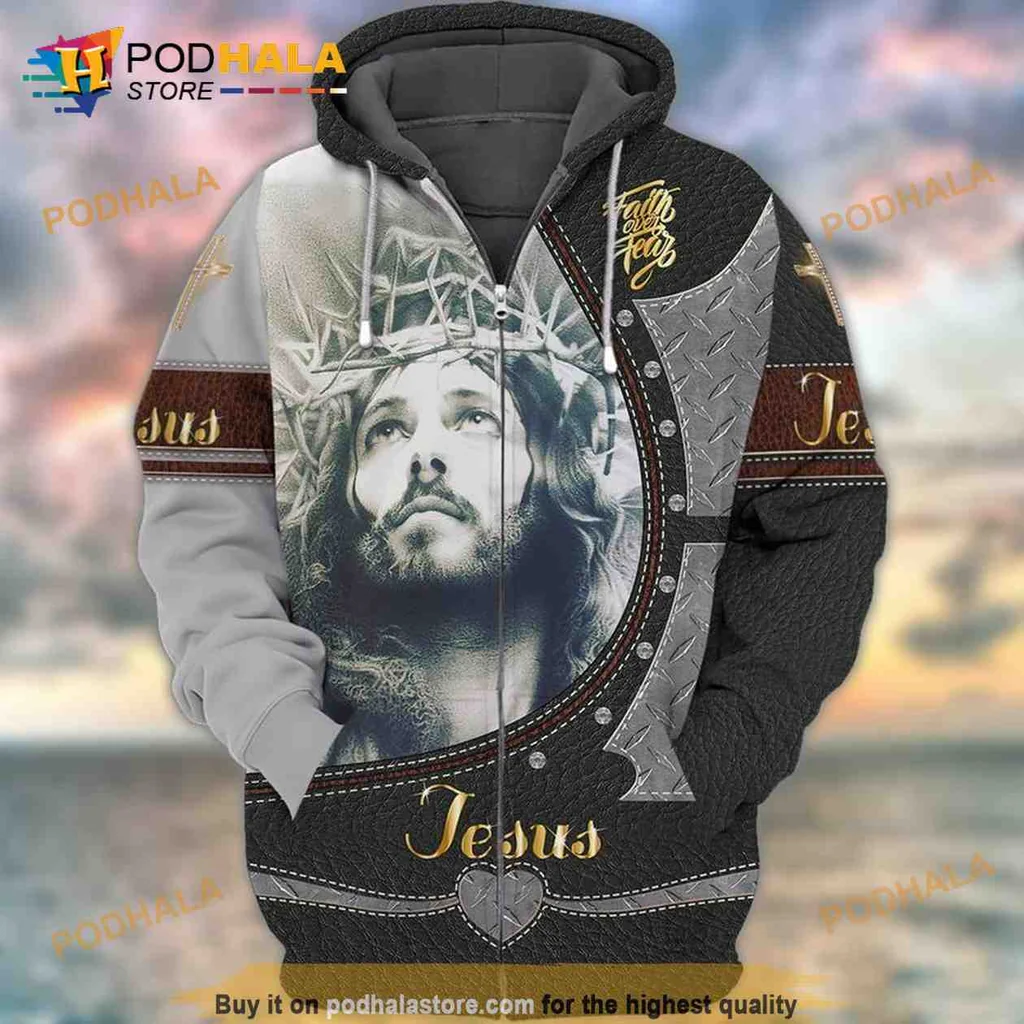 Vintage Jesus Faith 3d Hoodie With Crown Of Thorns Design
