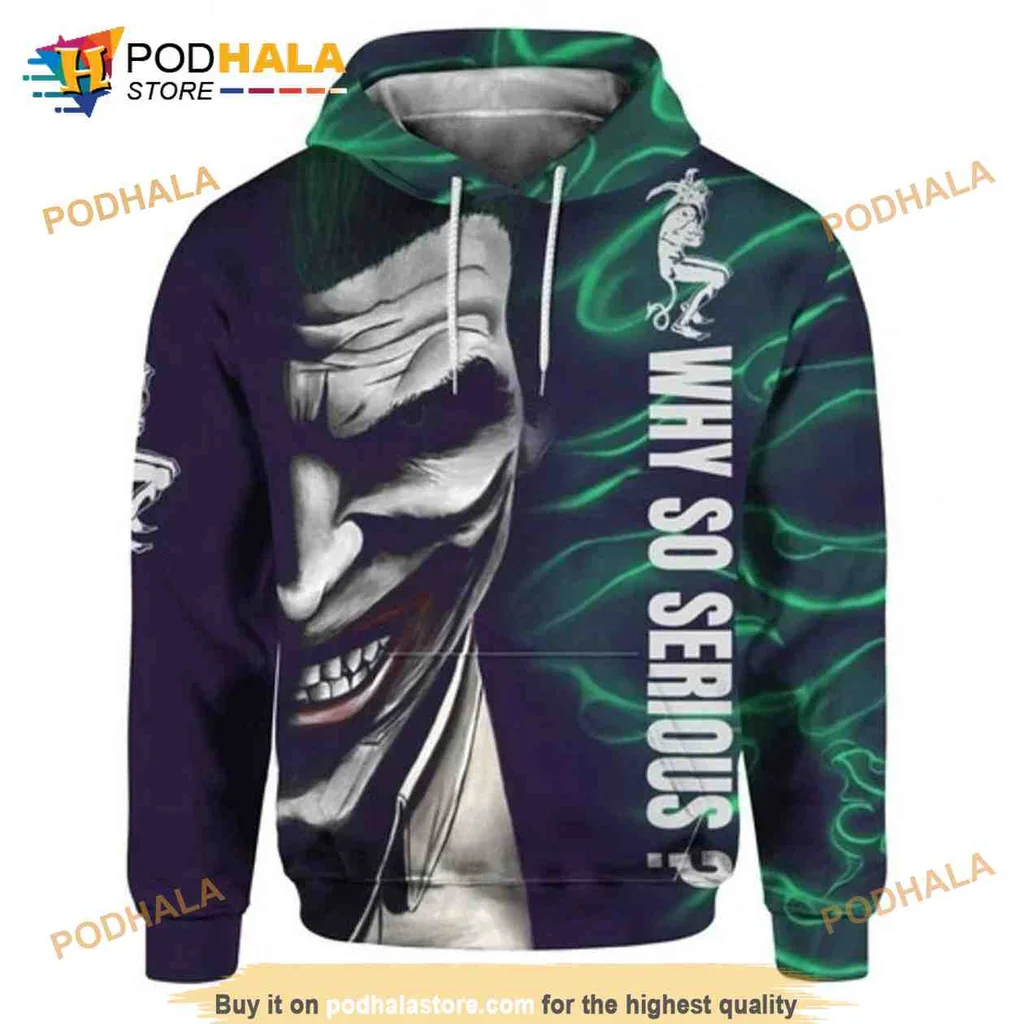 Vintage Joker Why So Serious 3d Hoodie With Grinning Character Design