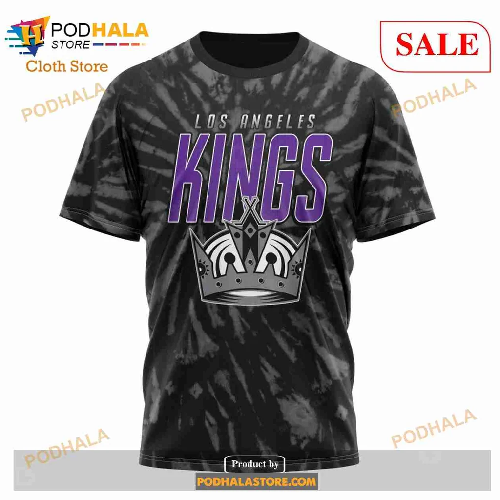 Vintage Los Angeles Kings 3d Hoodie With Crown Graphic In Tie Dye Style - Product View 6 Vintage Los Angeles Kings 3d Hoodie With Crown Graphic In Tie Dye Style - Product View 6
