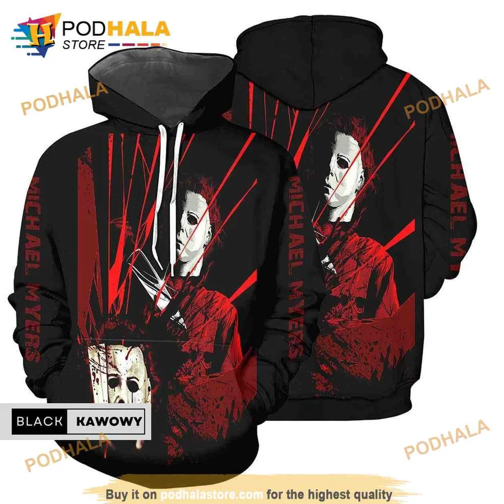 Vintage Michael Myers 3d Hoodie Featuring Iconic Mask And Eerie Design