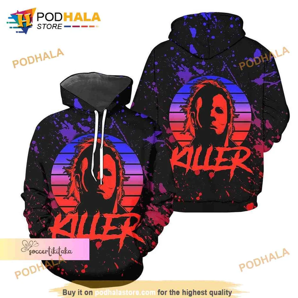 Vintage Michael Myers 3d Hoodie With Killer Design For Horror Fans