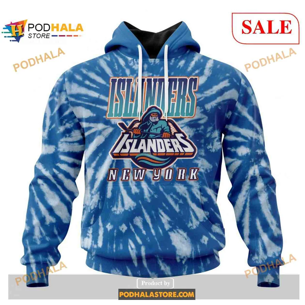 Vintage New York Islanders 3d Hoodie With Retro Tie Dye Design