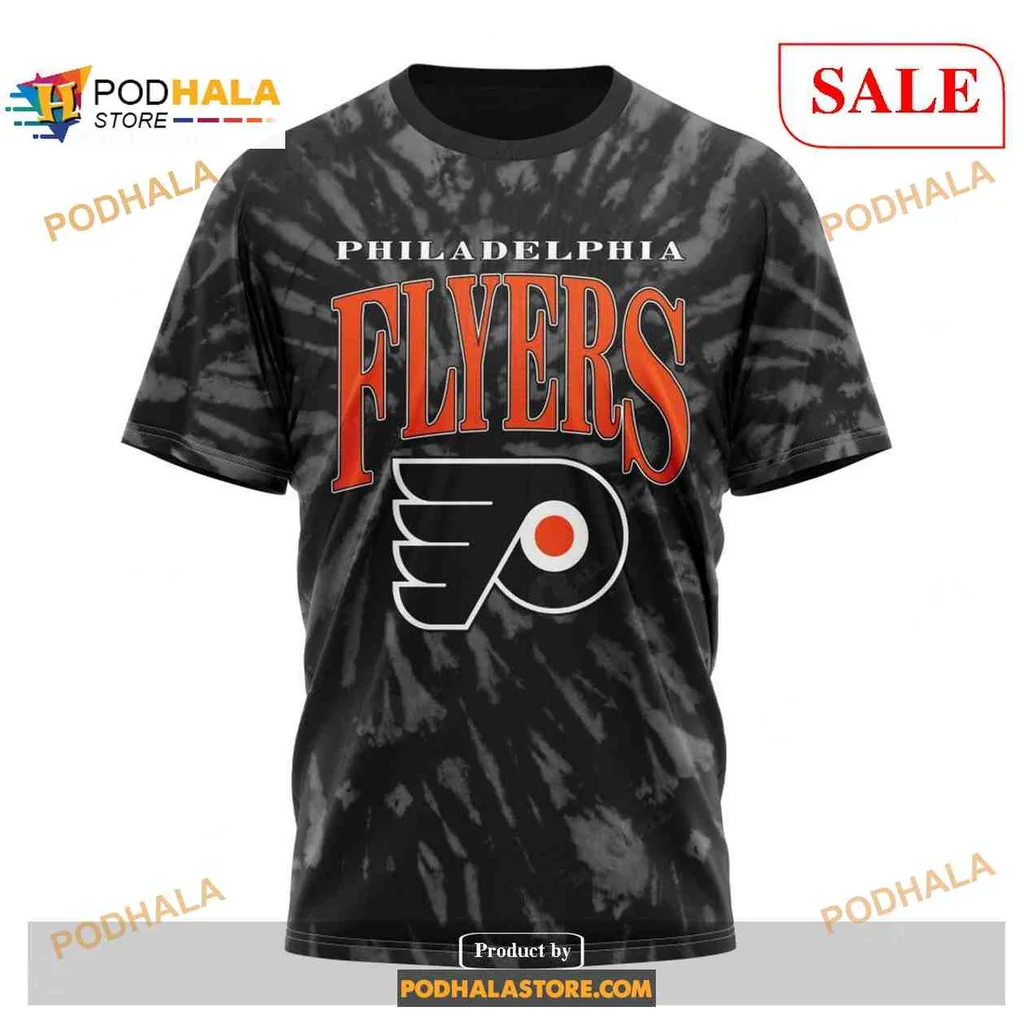 Vintage Philadelphia Flyers AOP Hoodie With Retro Tie Dye Design Vintage Philadelphia Flyers AOP Hoodie With Retro Tie Dye Design