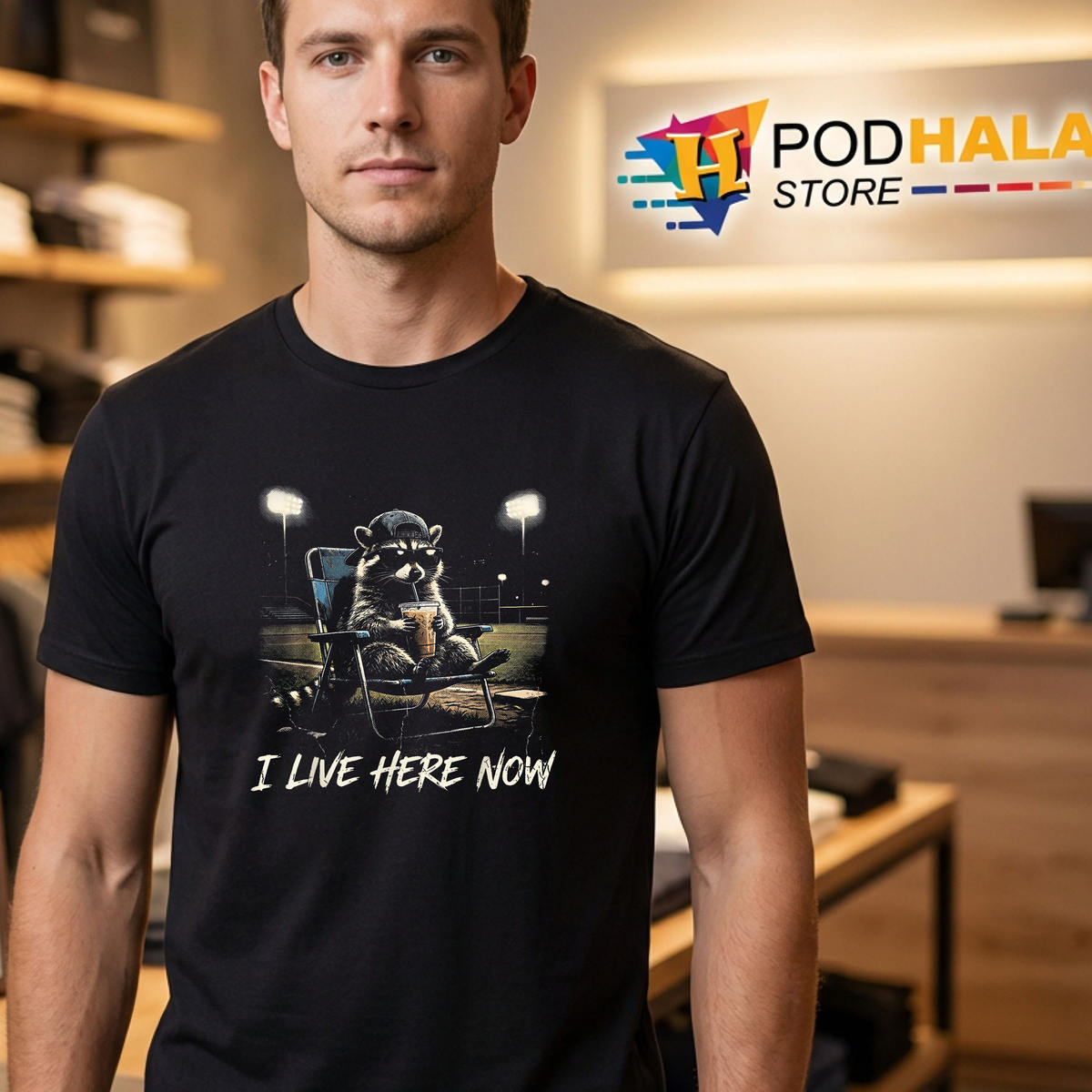 Vintage Raccoon Baseball Field T-Shirt 2026 I Live Here Now Game Day Fan Gear Vintage Raccoon Baseball Field T-Shirt 2026 I Live Here Now Game Day Fan Gear