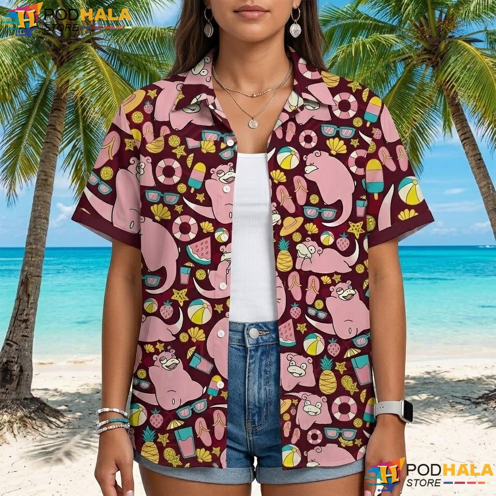 Vintage Slowpoke Tropical Shirt Kawaii Funny Trendy Summer Anime Top Vintage Slowpoke Tropical Shirt Kawaii Funny Trendy Summer Anime Top