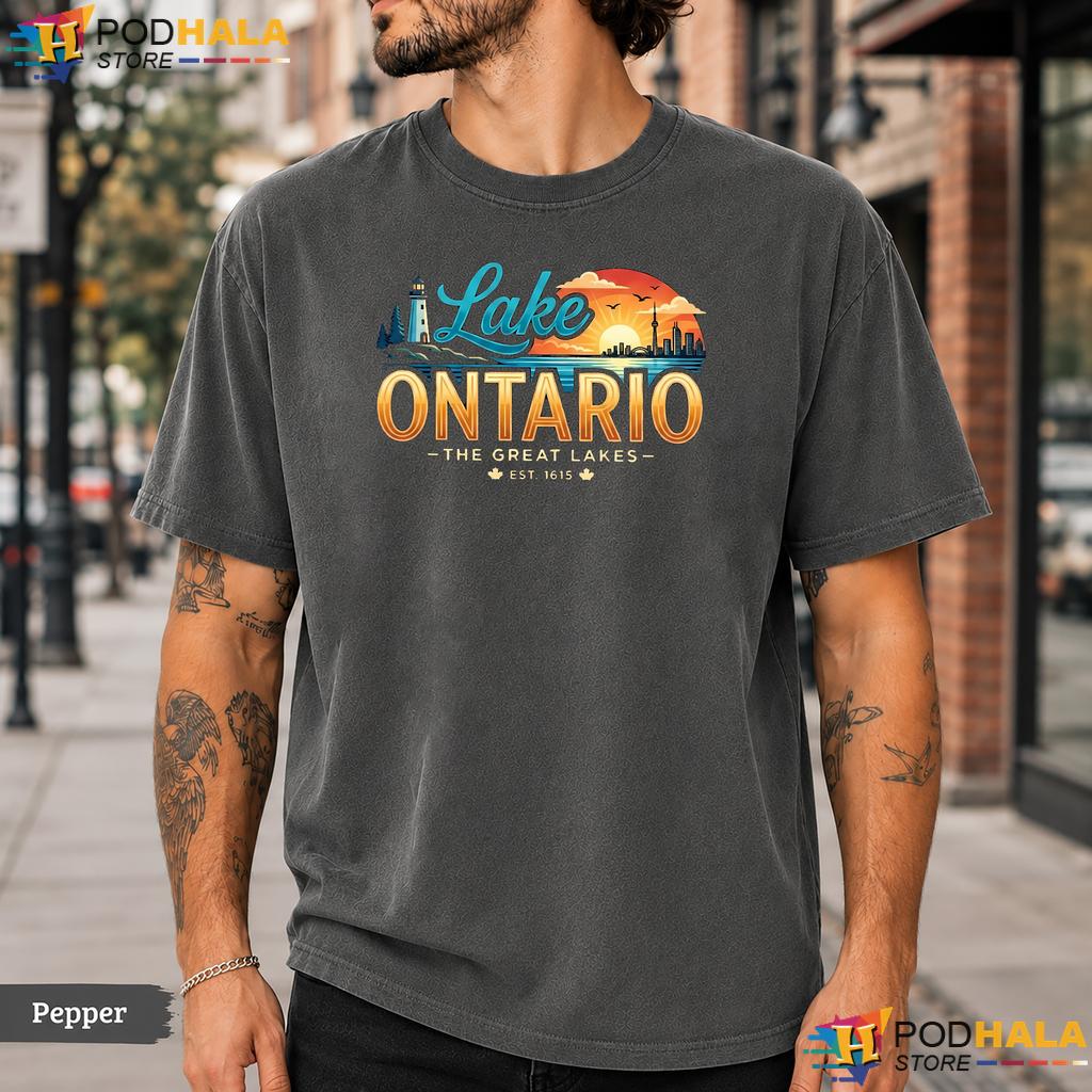 Vintage Sunset Lake Ontario Comfort Colors T-Shirt Great Lakes Est 1613
