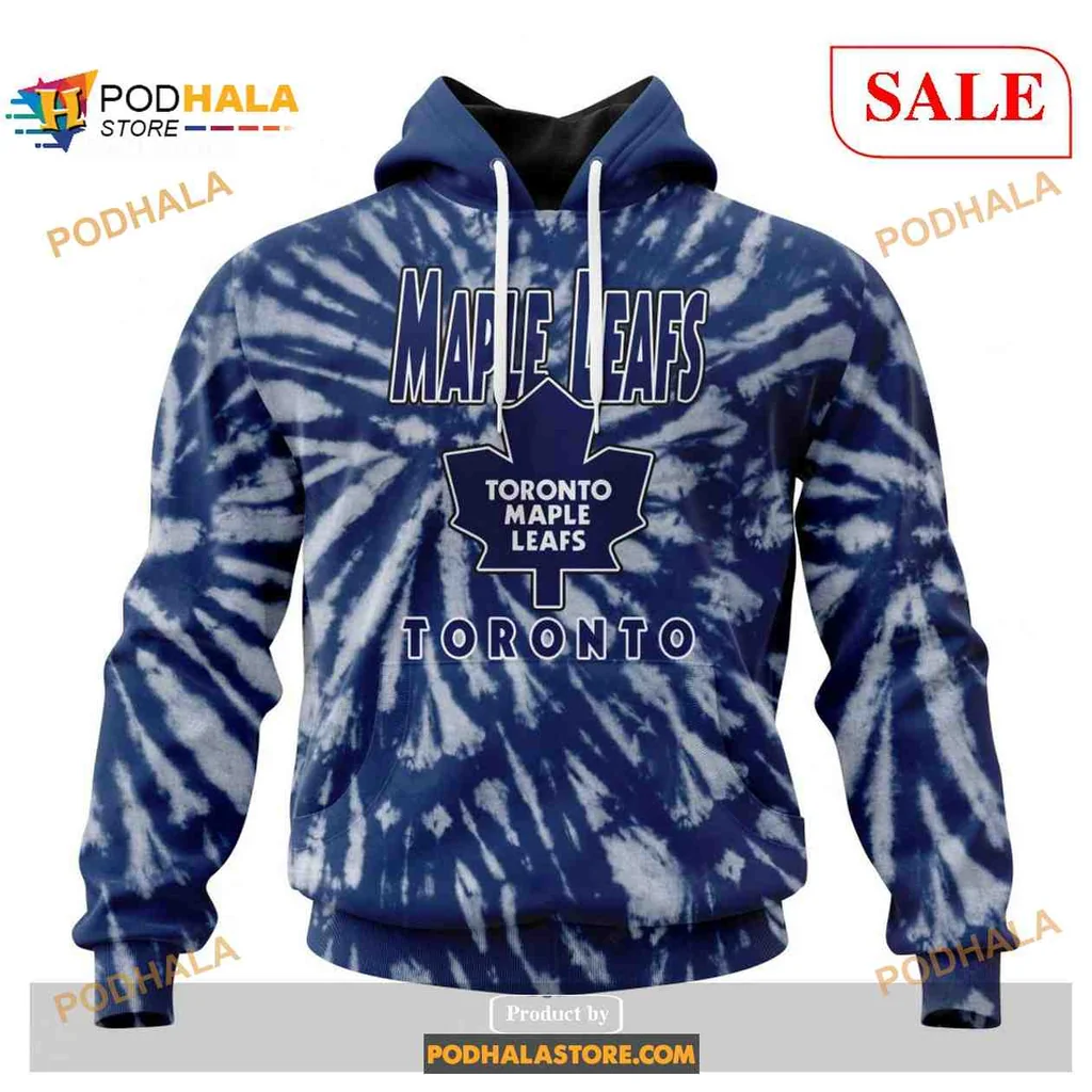 Vintage Toronto Maple Leafs 3d Hoodie With Tie Dye Maple Leaf Design