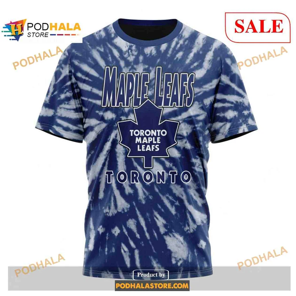 Vintage Toronto Maple Leafs AOP Hoodie With Tie Dye Maple Leaf Design Vintage Toronto Maple Leafs AOP Hoodie With Tie Dye Maple Leaf Design