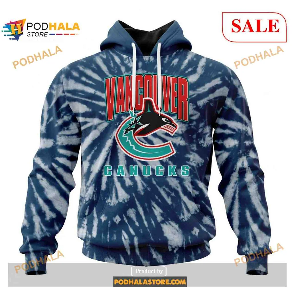 Vintage Vancouver Canucks Orca Hoodie With Retro Tie Dye Design