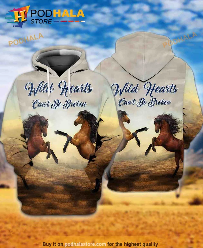 Vintage Wild Horses 3d Hoodie, Strength And Freedom Design For Nature Lovers