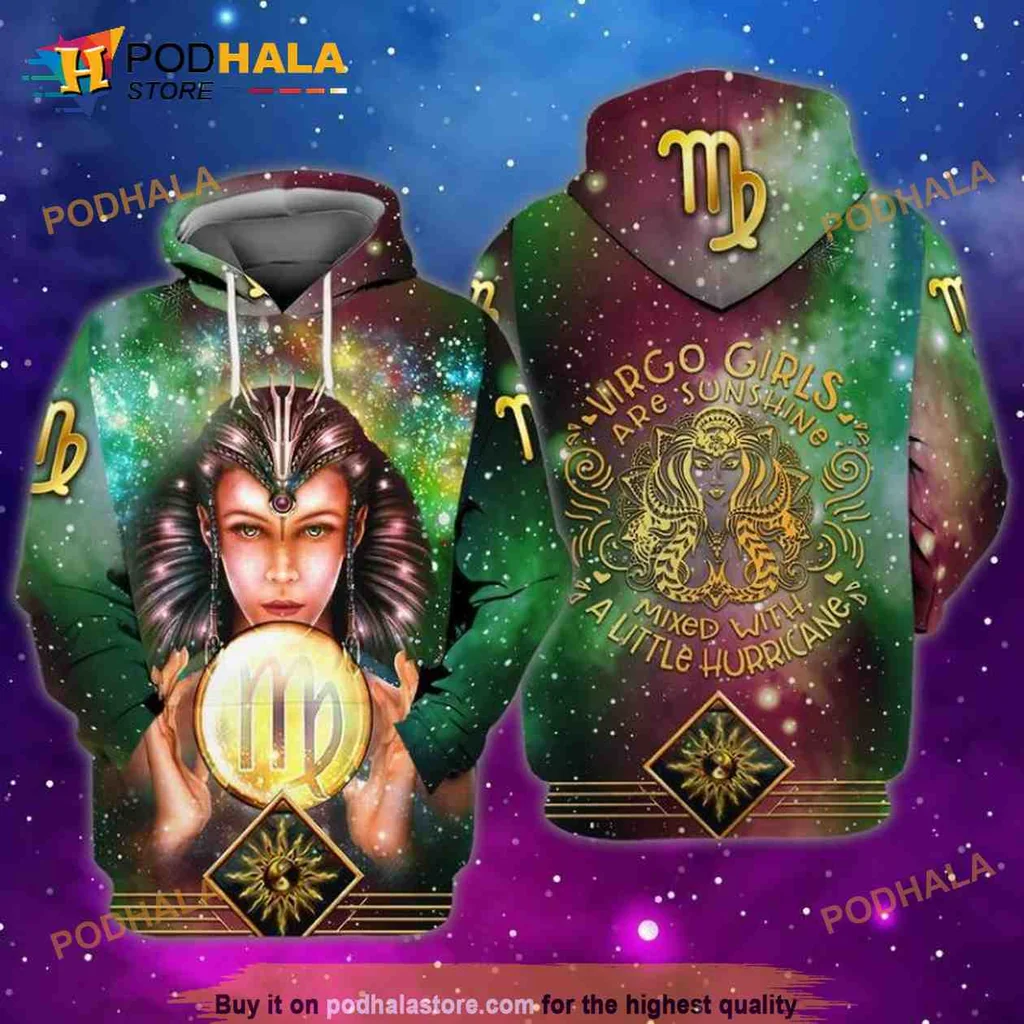 Virgo Zodiac Girls 3d Hoodie, Sunshine Mixed With A Little Hurricane Design