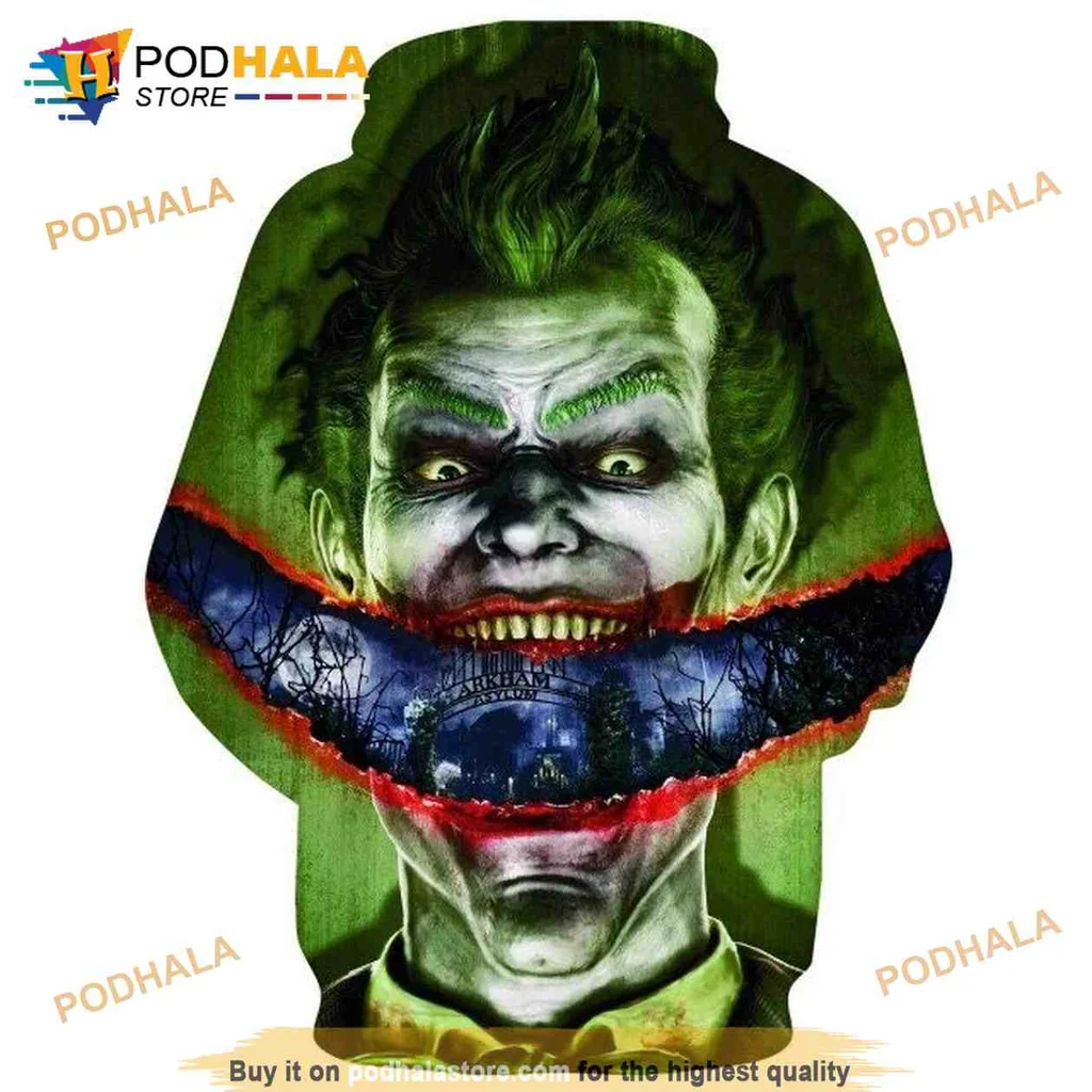 Vivid Joker Graphic 3d Hoodie With Haunting Landscape And Bright Colors
