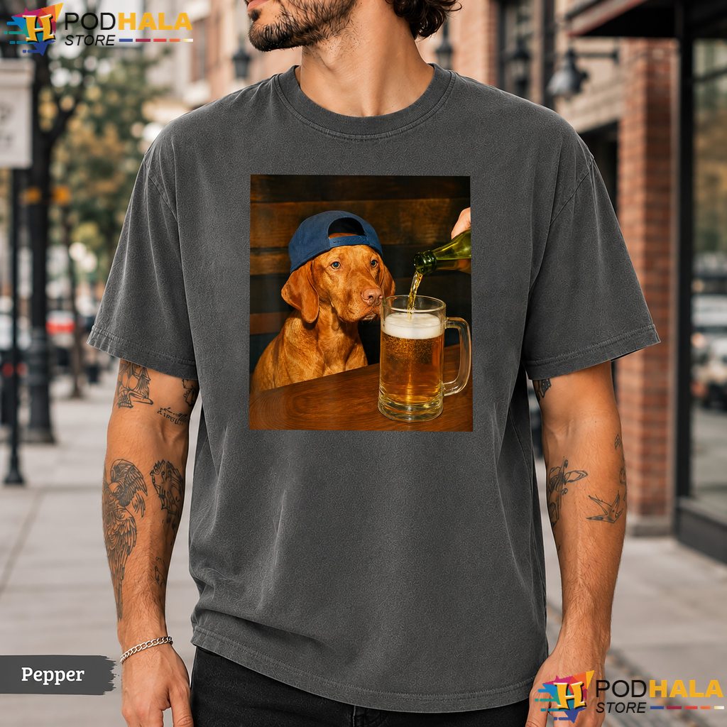 Vizsla Drinking Beer Meme Comfort Colors T-Shirt Funny Dog Lover Graphic Top
