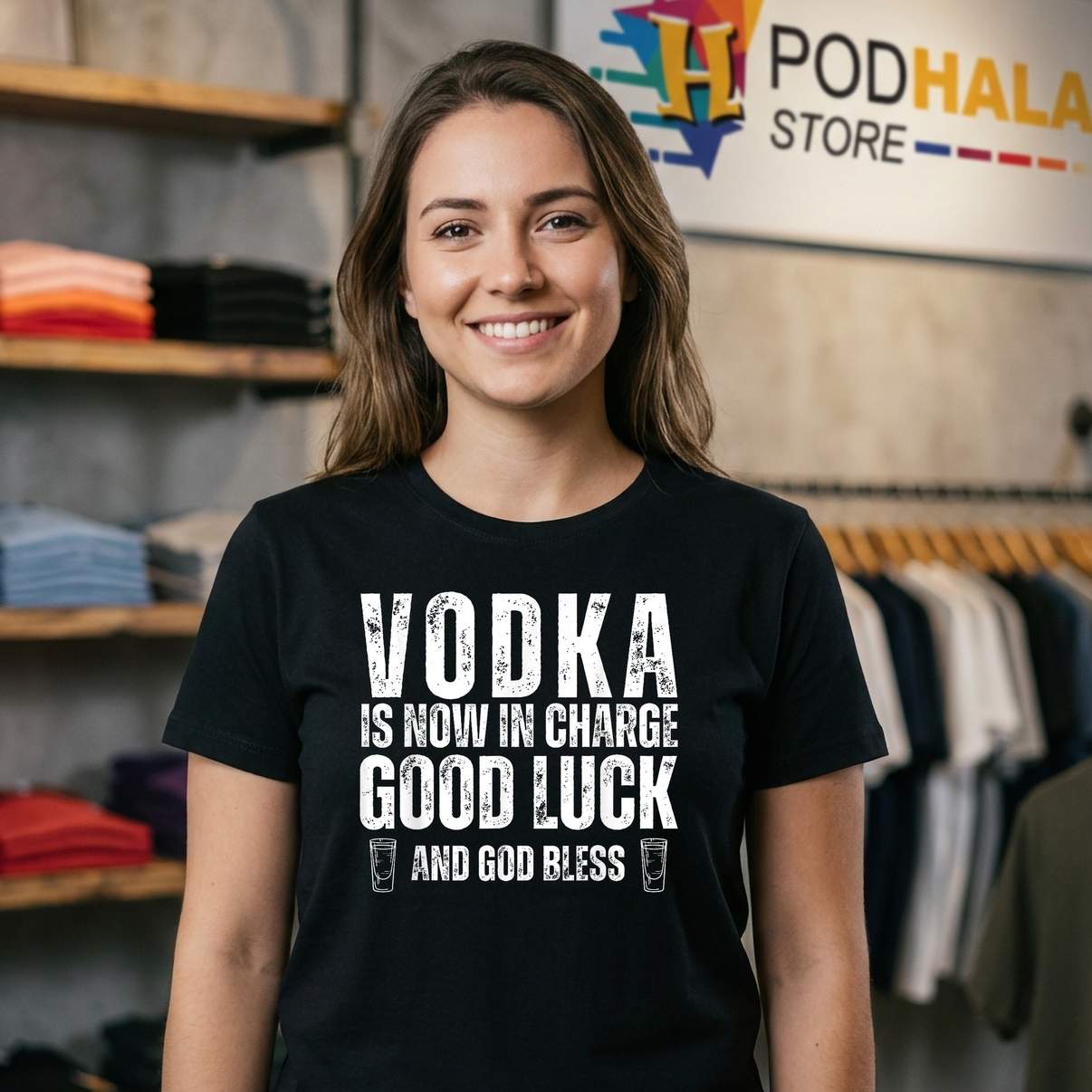 Vodka Is Now Charge Tee Good Luck And God Bless Funny Party Graphic Tee Vodka Is Now Charge Tee Good Luck And God Bless Funny Party Graphic Tee