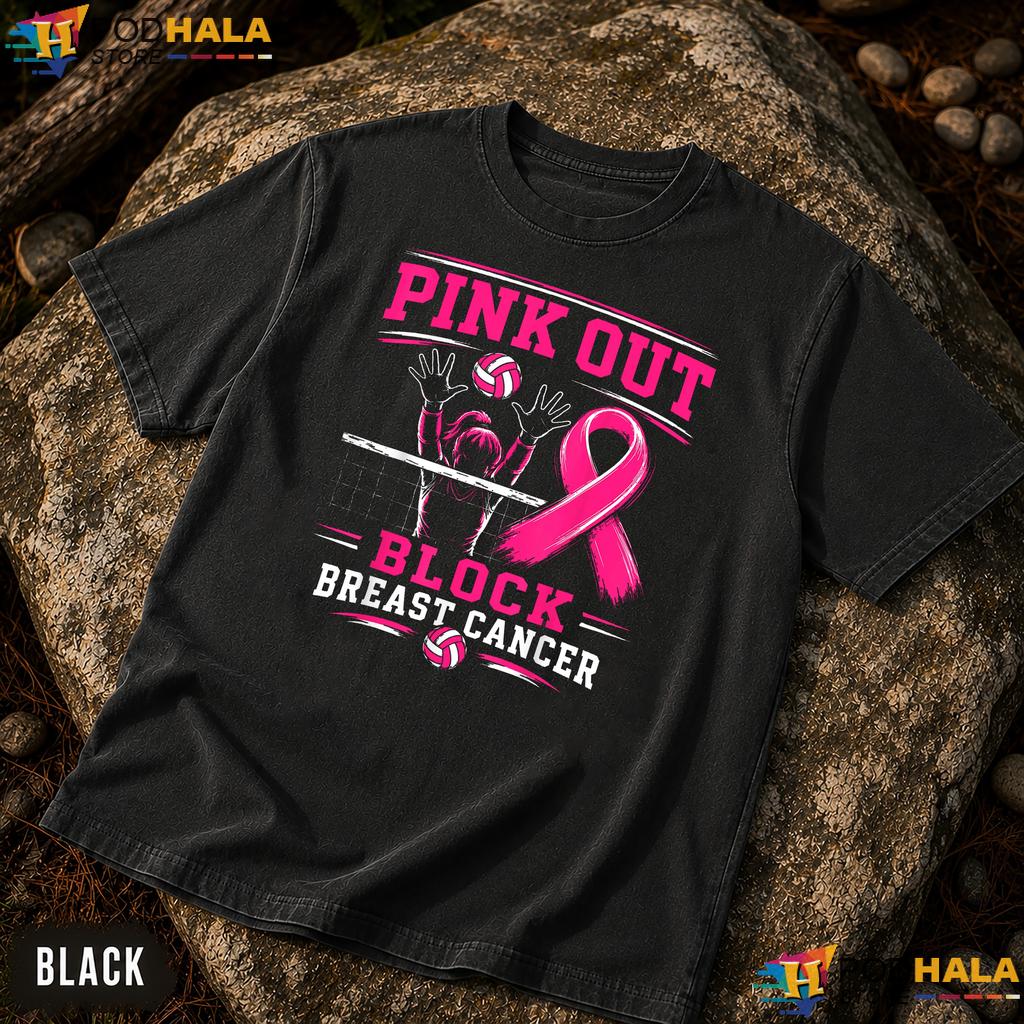 Volleyball Pink Out Breast Comfort Colors T-Shirt Cancer Awareness
