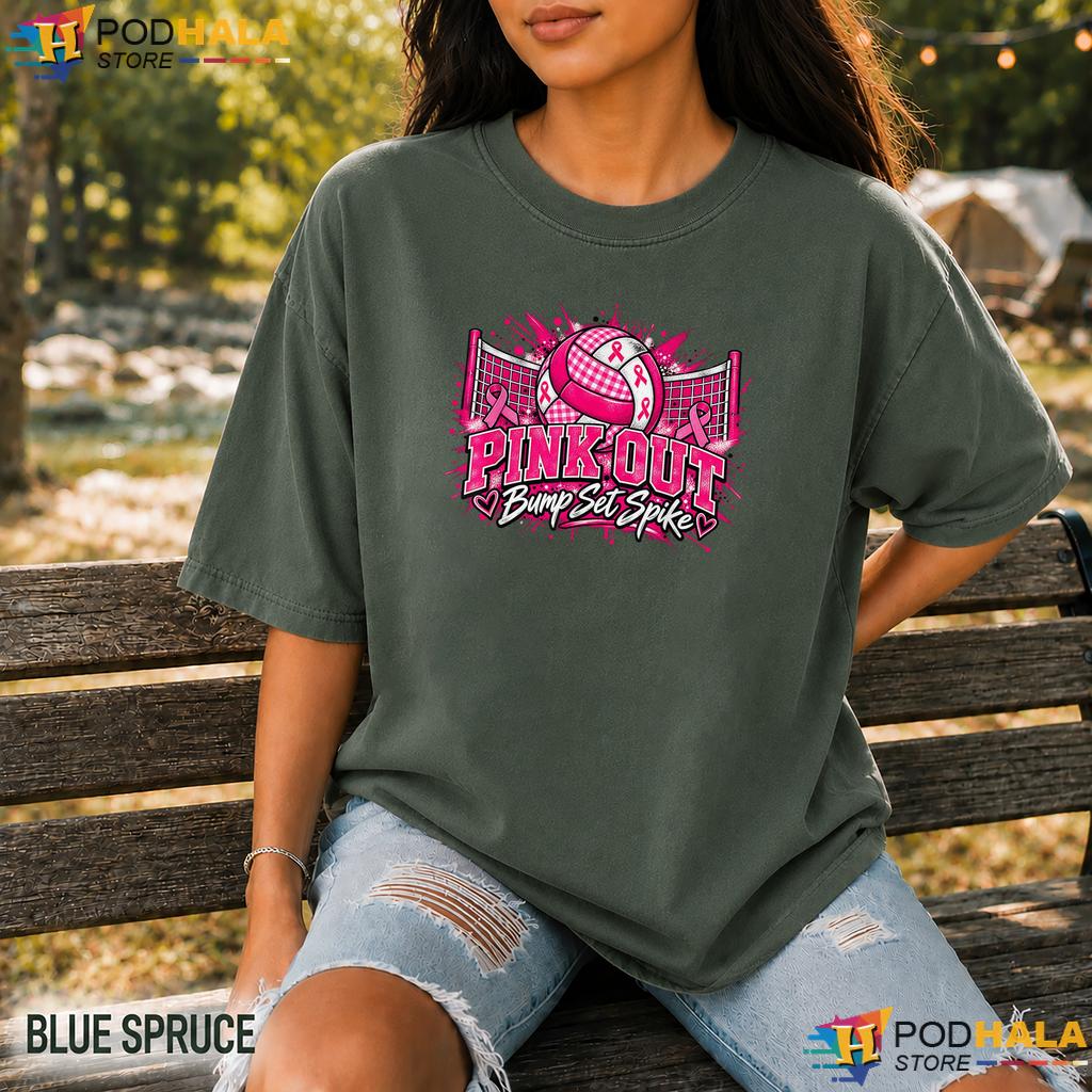 Volleyball Pink Out Mens Comfort Colors TShirt Breast Cancer Women Kids