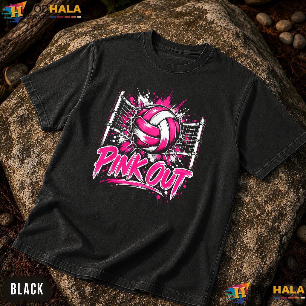 Volleyball Pink Out Womens Comfort Colors Tee Breast Cancer Mens Kids