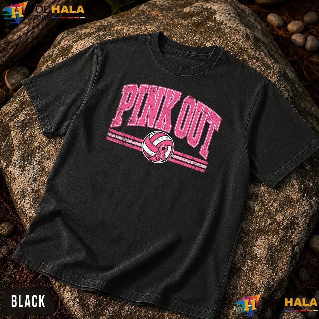 Volleyball Pink Out Womens Comfort Colors Tee Girls Breast Cancer
