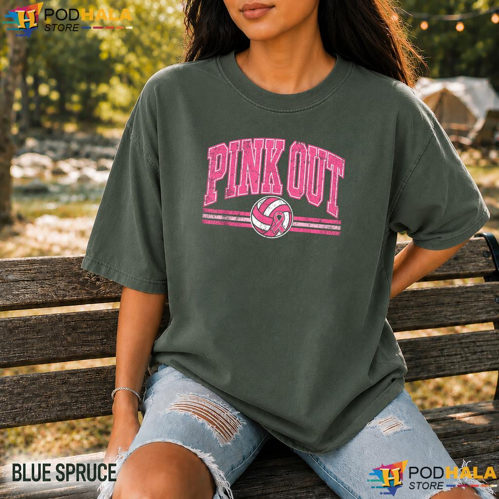 Volleyball Pink Out Womens Comfort Colors T-Shirt Girls Breast Cancer Volleyball Pink Out Womens Comfort Colors T-Shirt Girls Breast Cancer