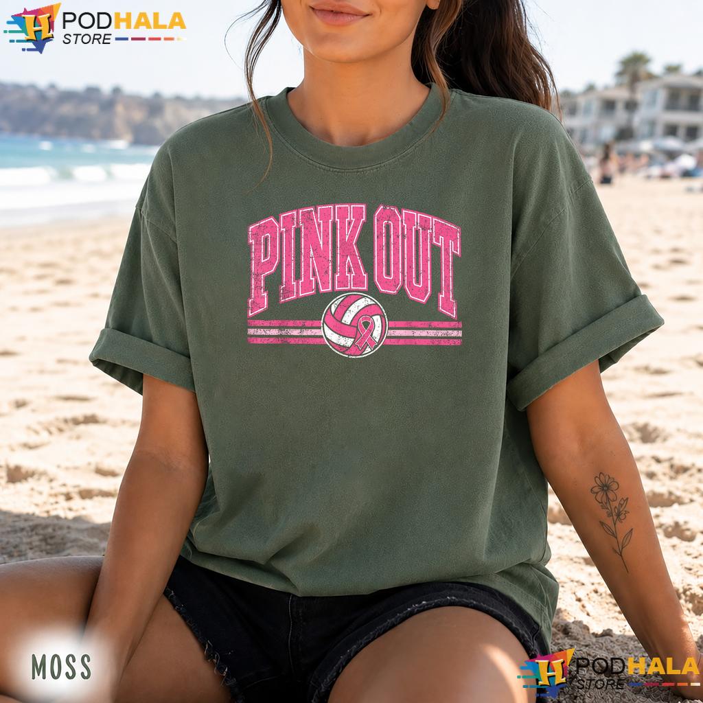 Volleyball Pink Out Womens Comfort Colors Tshirt Girls Breast Cancer Volleyball Pink Out Womens Comfort Colors Tshirt Girls Breast Cancer