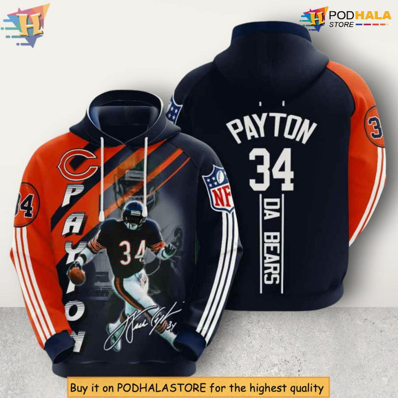 Walter Payton USA Sport Graphic Chicago Bears Graphic Hoodie NFL Edition Walter Payton USA Sport Graphic Chicago Bears Graphic Hoodie NFL Edition