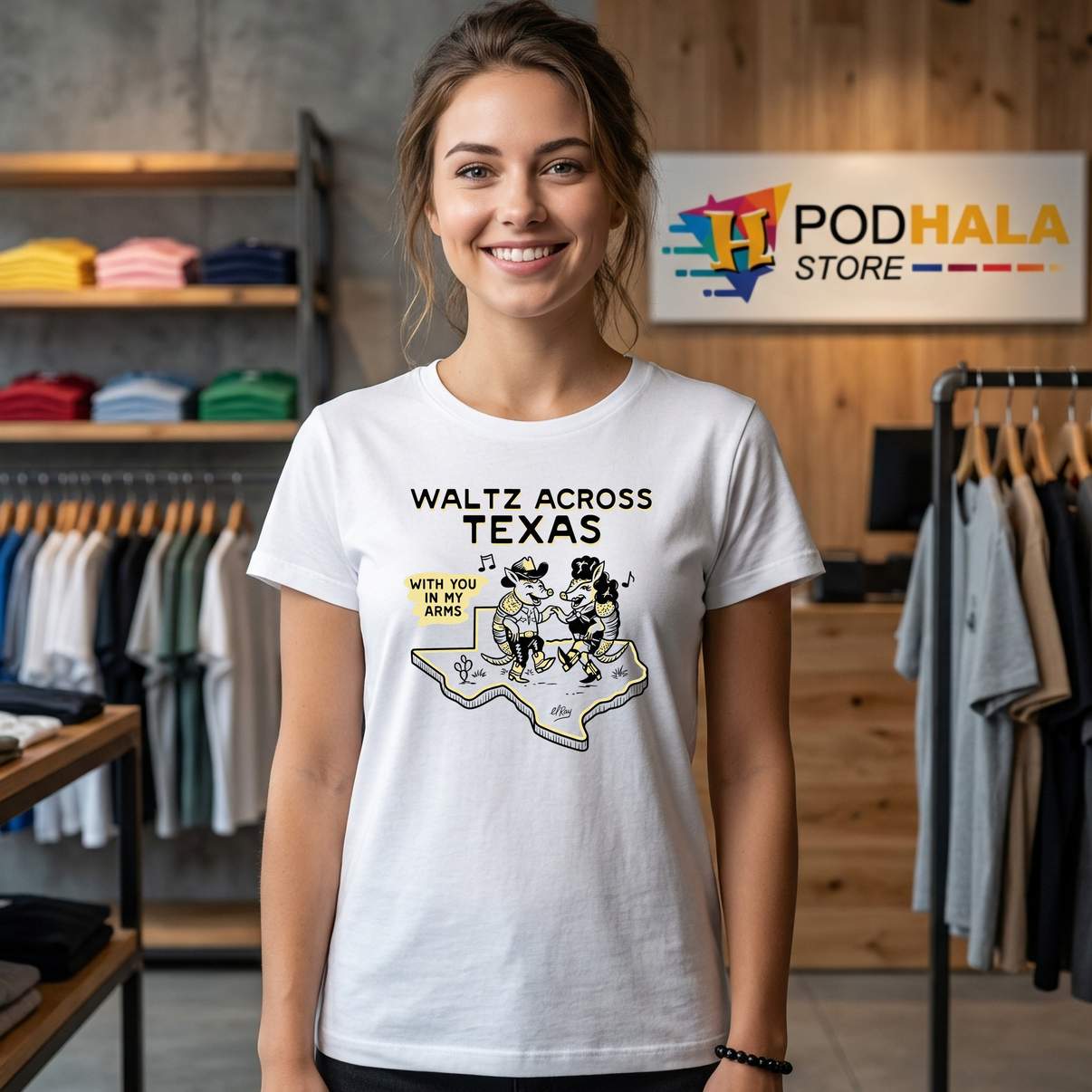 Waltz Across Texas Cowboy Shirt Armadillo With You In My Arms Graphic Men