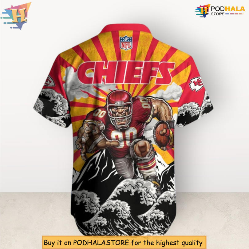 Warrior Wave Inspired Retro Kansas City Chiefs Hawaiian Shirt Custom Warrior Wave Inspired Retro Kansas City Chiefs Hawaiian Shirt Custom