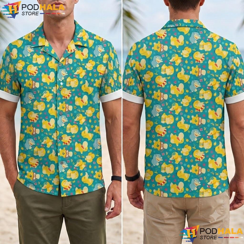 Water Psyduck Button Up T-Shirt Funny Anime Beach Vacation Outfit Top Water Psyduck Button Up T-Shirt Funny Anime Beach Vacation Outfit Top