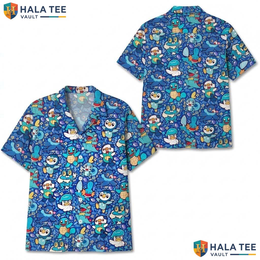 Water Starter Halloween Hawaiian Shirt Blue Anime Video Game Aloha