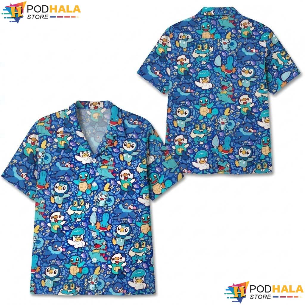 Water Starter Halloween Hawaiian Shirt Blue Anime Video Game Outfit