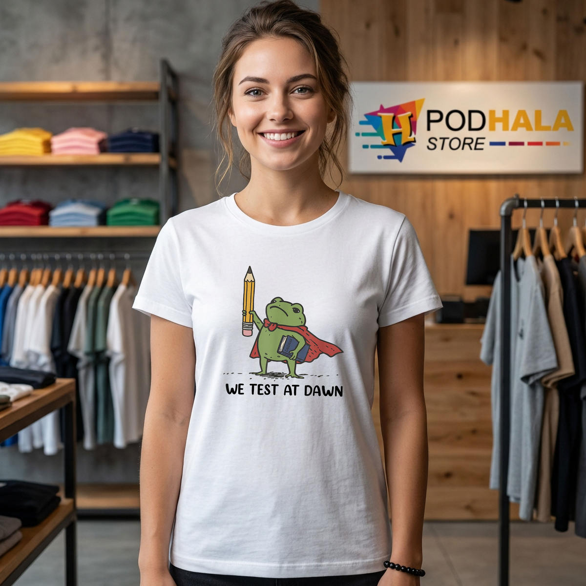 We Test At Dawn Coordinator Shirt 2026 Teacher Frog Test Day Final Exam Apparel